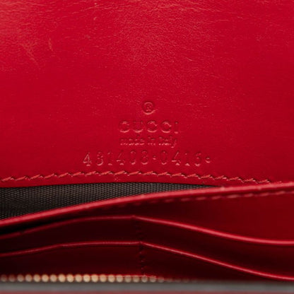 Gucci Ribbon Guccissima Chain Wallet Shoulder Bag Red Leather