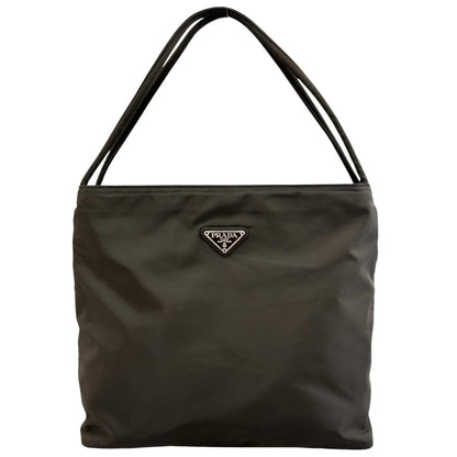 Prada Triangle Logo Handbag Nylon Black