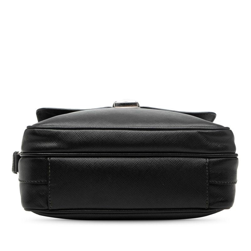 Prada Logo Shoulder Bag Black Saffiano Leather