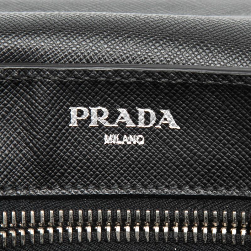 Prada Logo Shoulder Bag Black Saffiano Leather