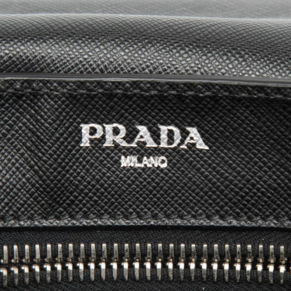 Prada Logo Shoulder Bag Black Saffiano Leather