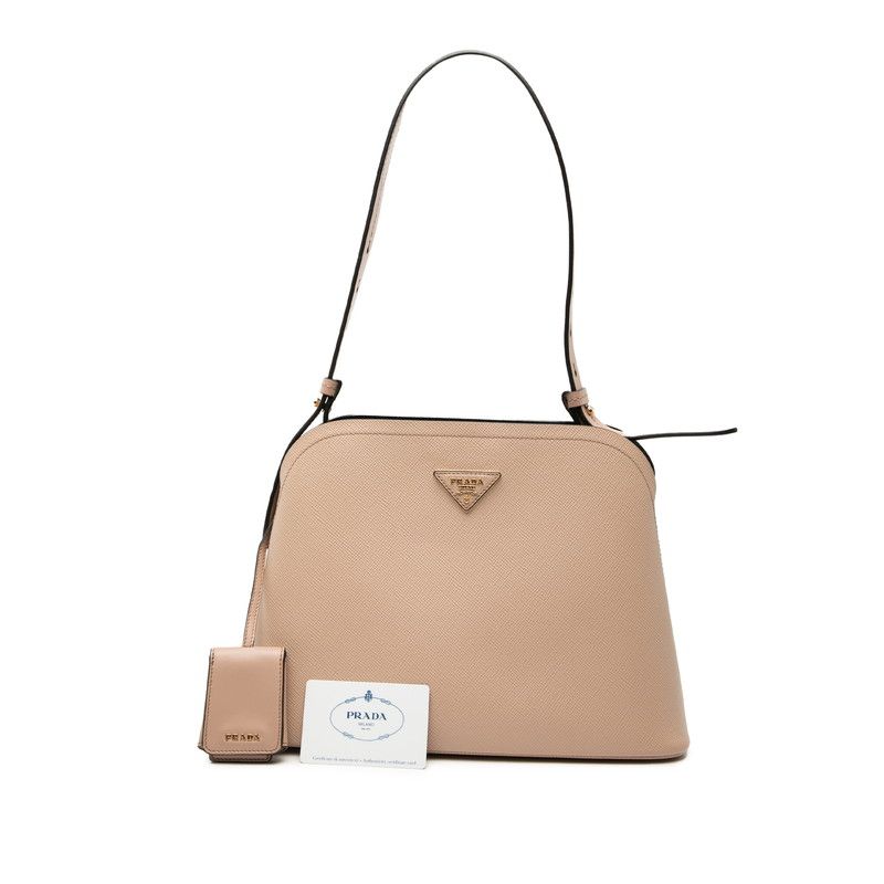 Prada Depth Shoulder Bag Cipria Beige Saffiano Leather