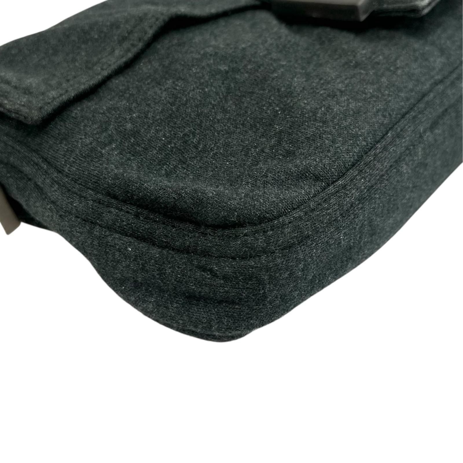 Fendi Mamma Baguette Shoulder Bag Cotton Dark Gray — view 7