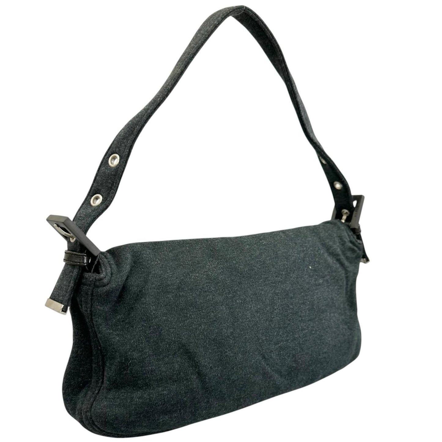 Fendi Mamma Baguette Shoulder Bag Cotton Dark Gray — view 3