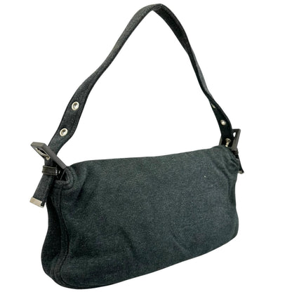 Fendi Mamma Baguette Shoulder Bag Cotton Dark Gray — view 3