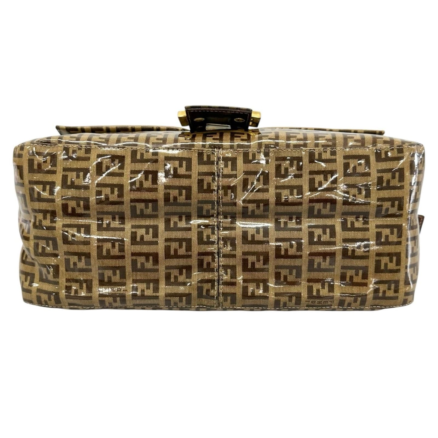 Fendi Zucchino Mamma Baguette Shoulder Bag Patent Brown — view 4