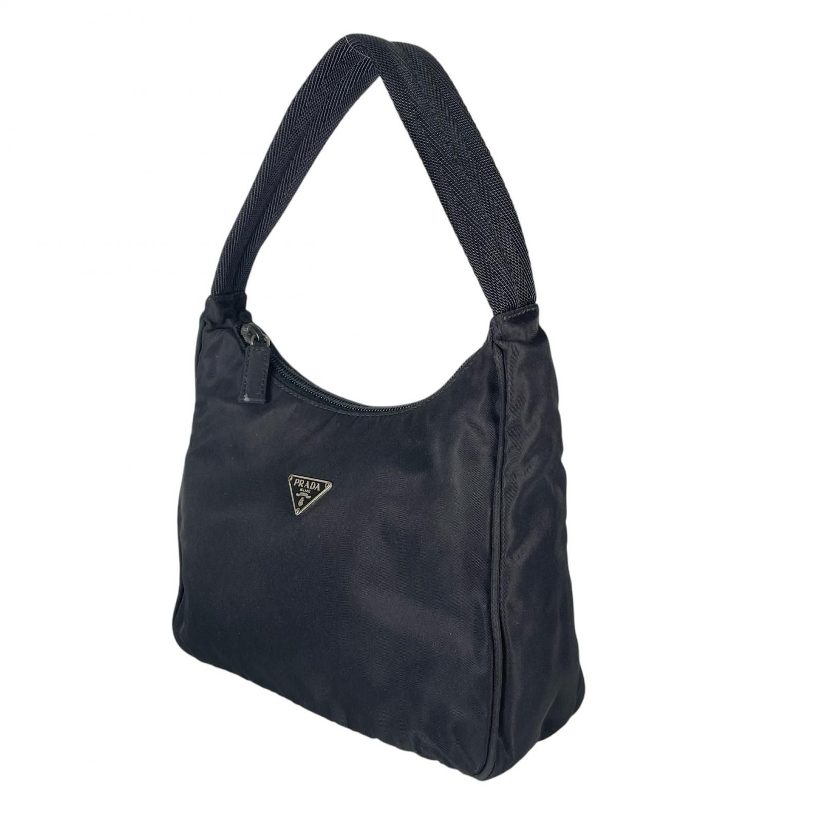 Prada Triangle Logo Handbag Nylon Black — view 2