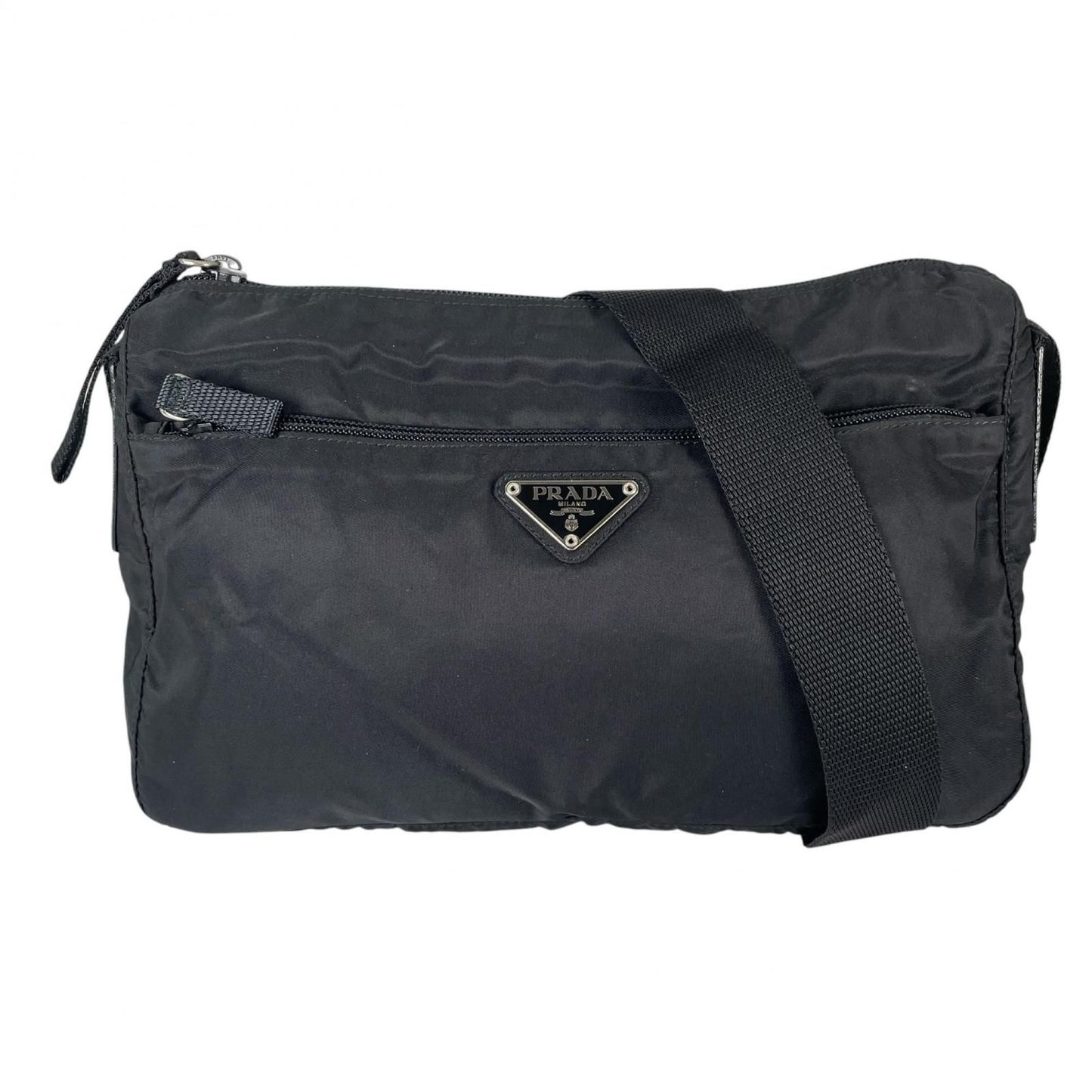 Prada Triangle Logo Shoulder Bag Nylon Black
