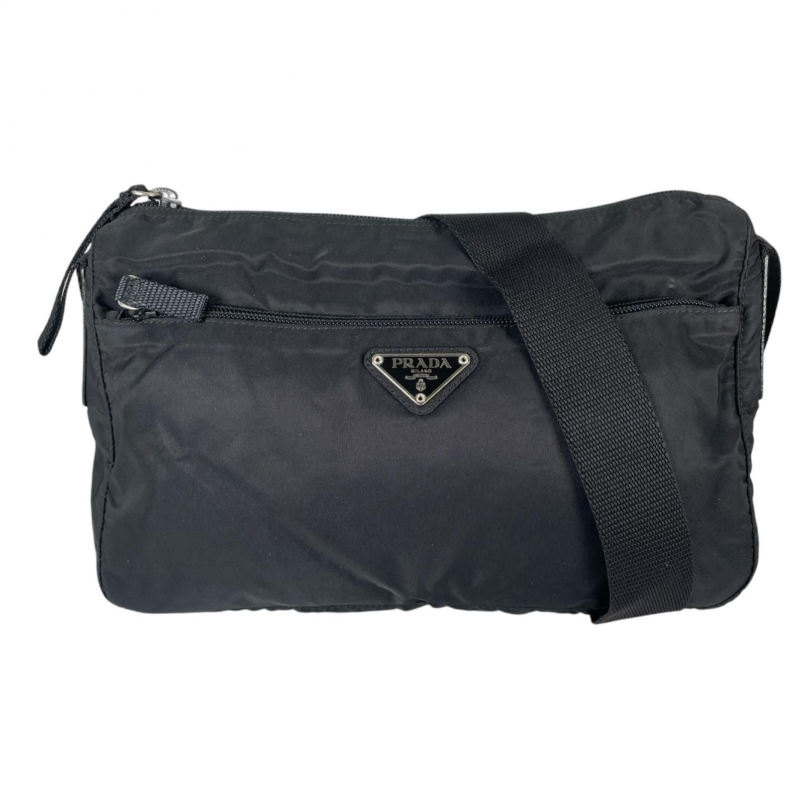 Prada Triangle Logo Shoulder Bag Nylon Black