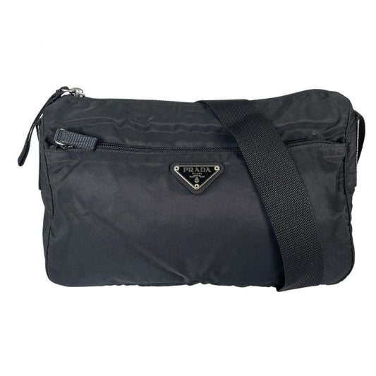 Prada Triangle Logo Shoulder Bag Nylon Black