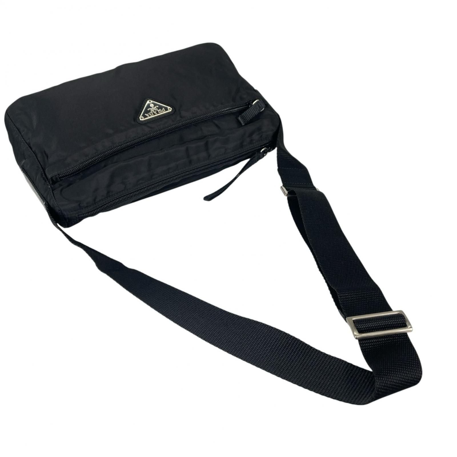 Prada Triangle Logo Shoulder Bag Nylon Black — view 5