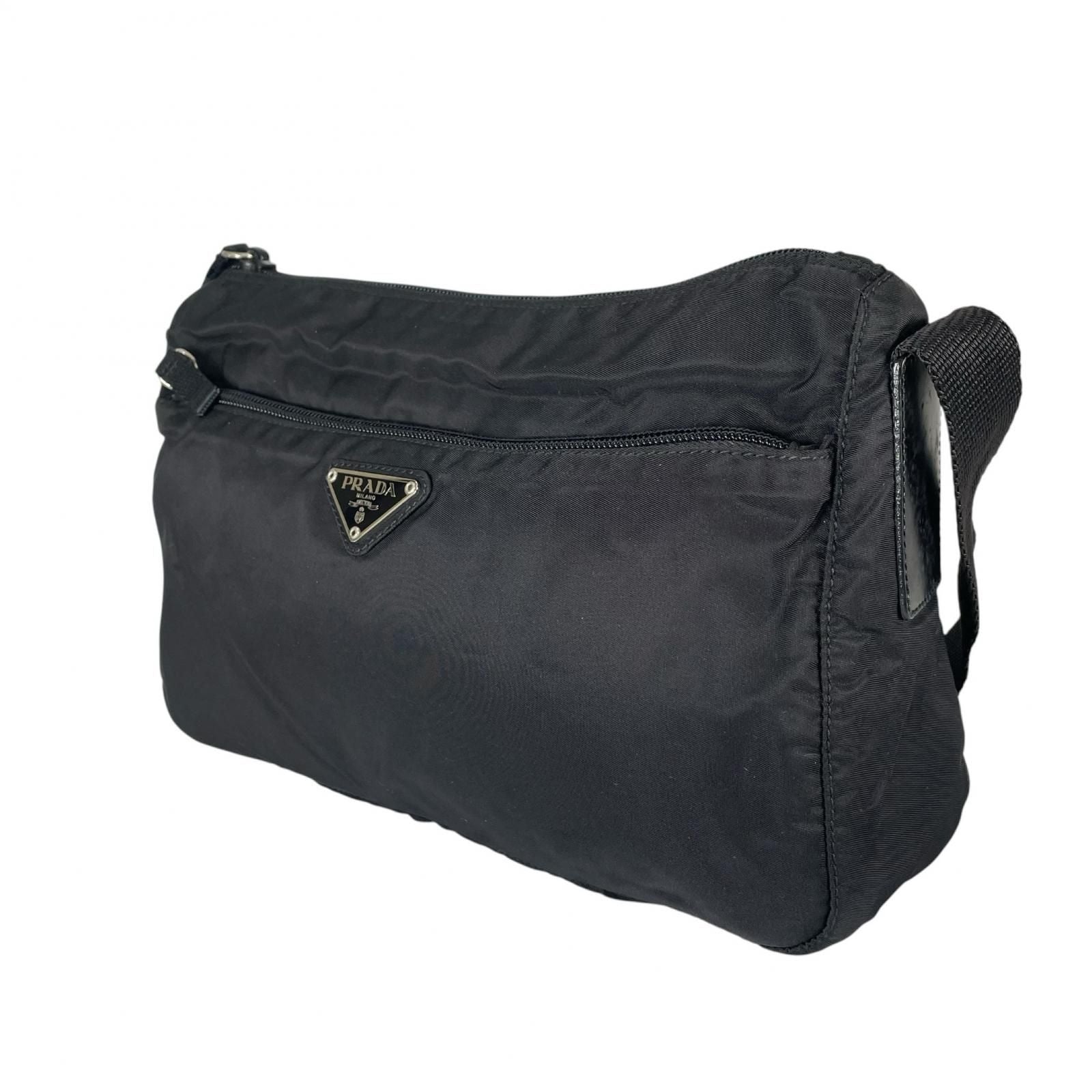 Prada Triangle Logo Shoulder Bag Nylon Black — view 2
