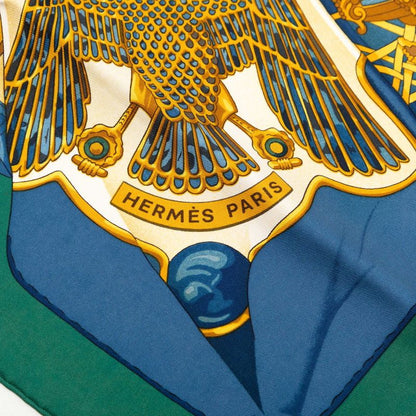 Hermes Carre 90 Soleil de Soie Silk Sun Scarf Large Green Beige Multicolor
