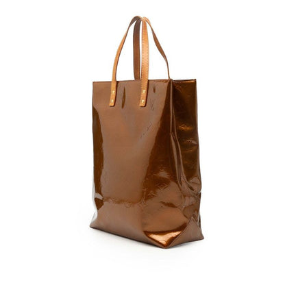 Louis Vuitton Monogram Vernis Reed MM Tote Blanc Brown Patent Leather