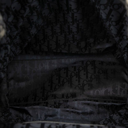 Dior Trotter Oblique Logo Jacquard Backpack Black Gray Leather Fabric