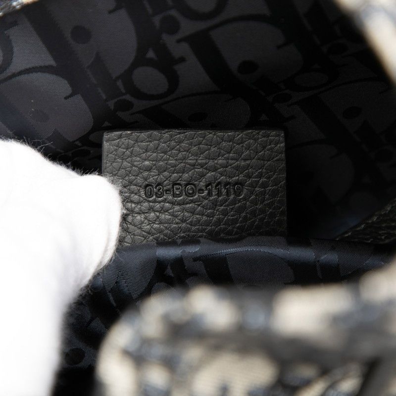 Dior Trotter Oblique Logo Jacquard Backpack Black Gray Leather Fabric