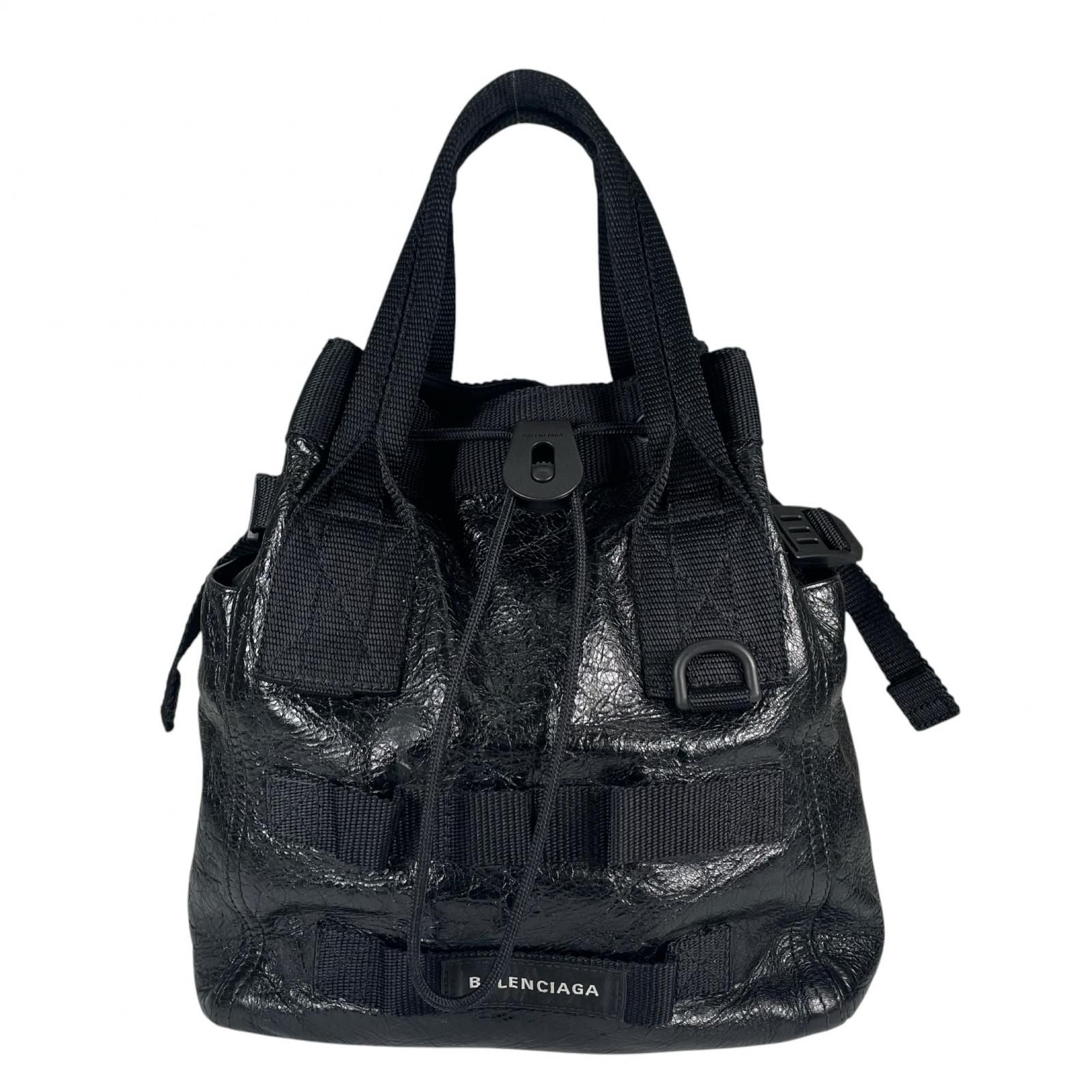 Balenciaga Army 2-Way Handbag Leather Black