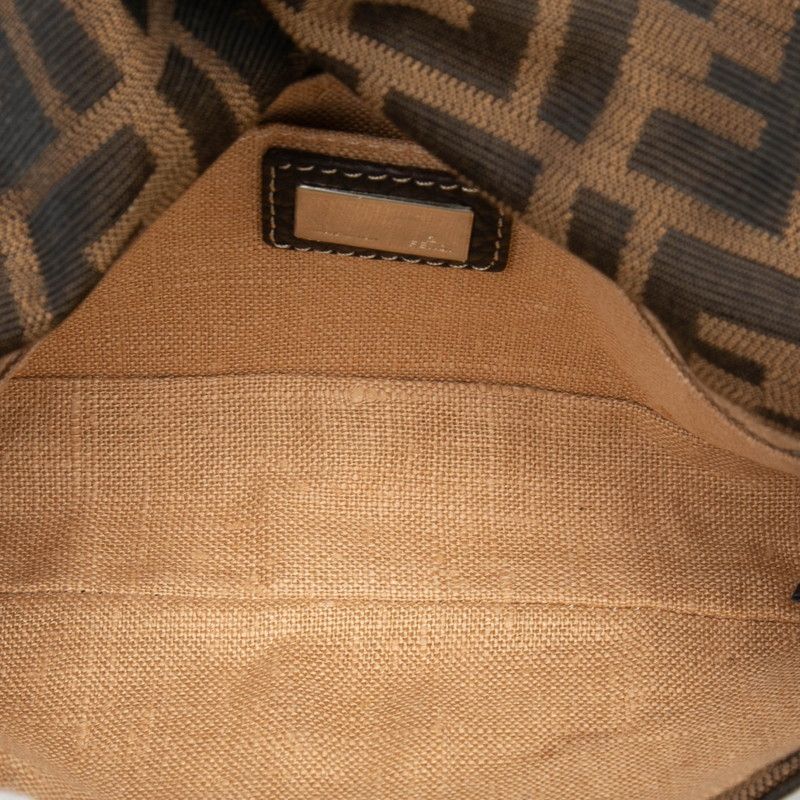 Fendi Selleria Zucca Crossbody Shoulder Bag Brown Canvas Leather