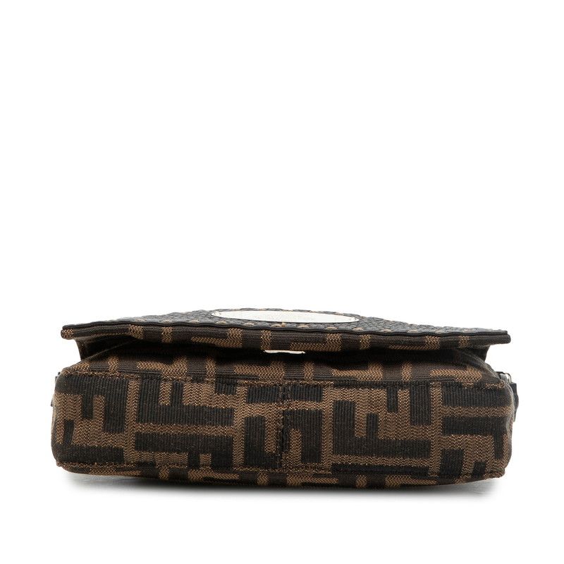 Fendi Selleria Zucca Crossbody Shoulder Bag Brown Canvas Leather