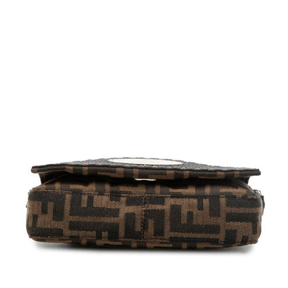 Fendi Selleria Zucca Crossbody Shoulder Bag Brown Canvas Leather