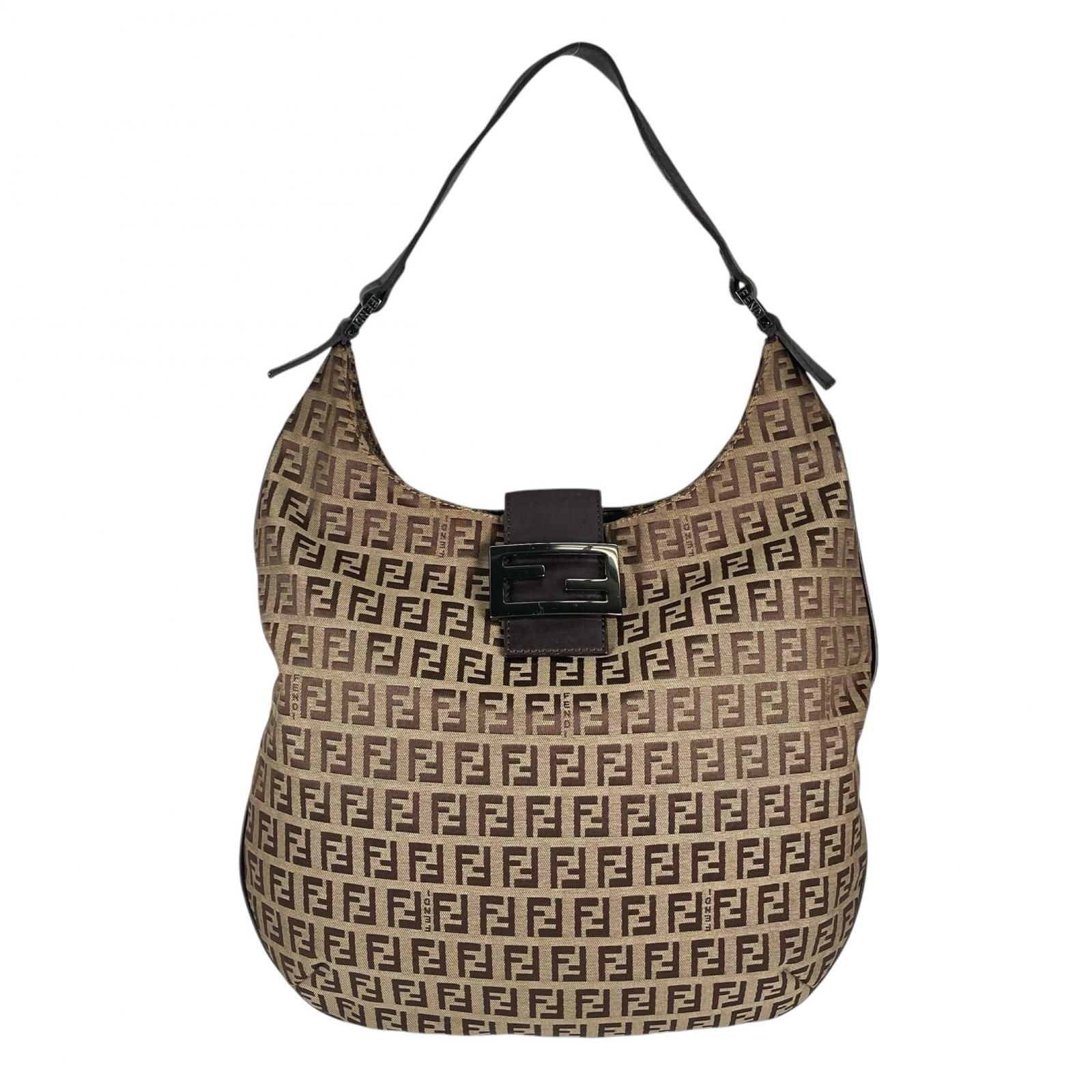 Fendi Zucchino Handbag Canvas Beige