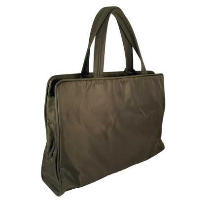 Prada Triangle Logo Handbag Nylon Khaki — view 3
