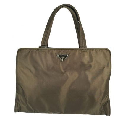 Prada Triangle Logo Handbag Nylon Khaki