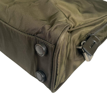 Prada Triangle Logo Handbag Nylon Khaki — view 8