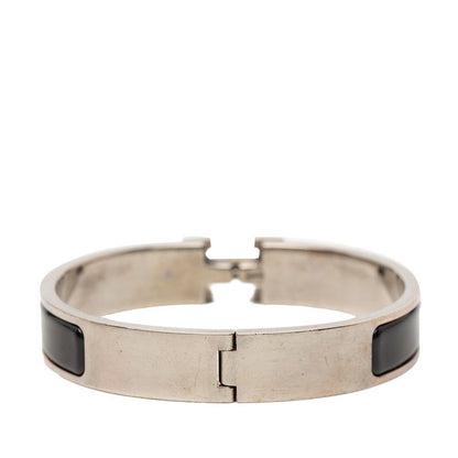 Hermes Click PM Bangle Bracelet Silver Black Metal