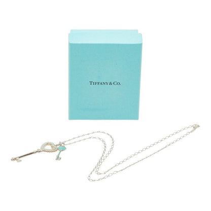 Tiffany & Co Heart Motif Long Necklace Silver Blue Enamel