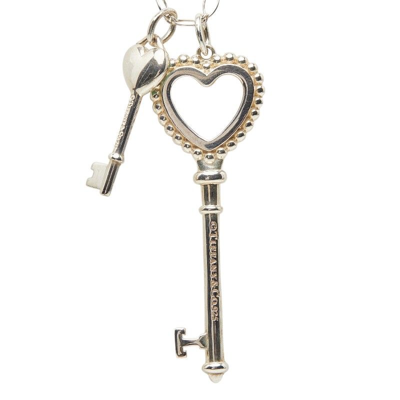 Tiffany & Co Heart Motif Long Necklace Silver Blue Enamel