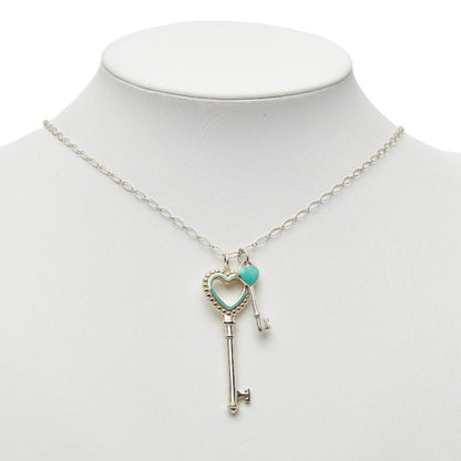Tiffany & Co Heart Motif Long Necklace Silver Blue Enamel