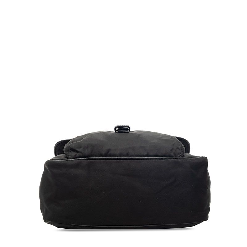 Prada Triangle Logo Preto Vera Pocono Shoulder Bag Black Tessuto Nylon Saffiano