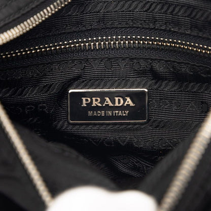 Prada Triangle Logo Preto Vera Pocono Shoulder Bag Black Tessuto Nylon Saffiano
