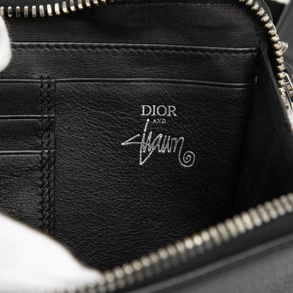 Dior Stussy Bee Patch Shoulder Bag Black White Leather