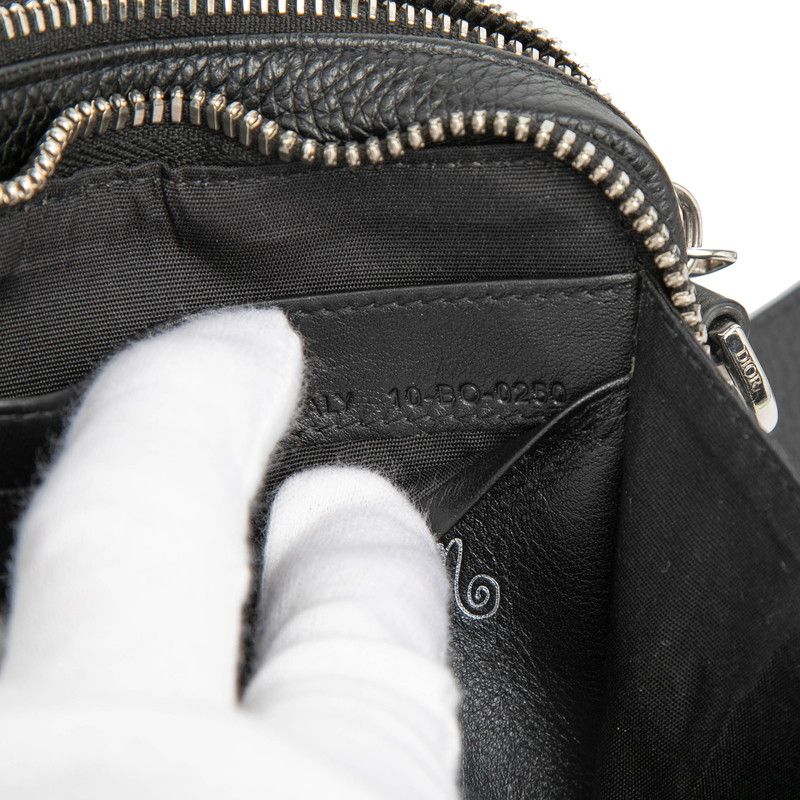 Dior Stussy Bee Patch Shoulder Bag Black White Leather