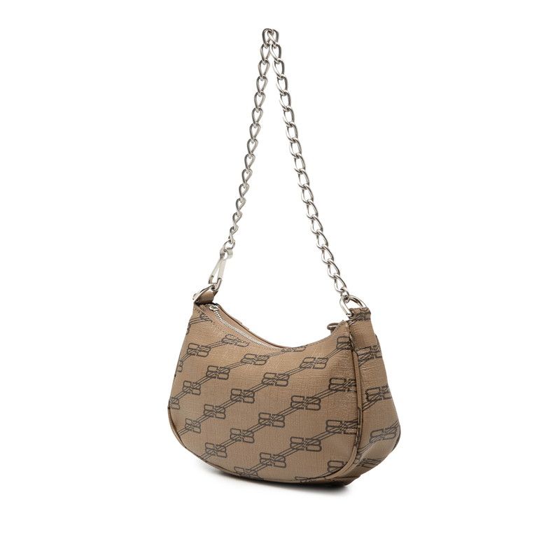 Balenciaga Bbmonogram Luca Gold Mini Crossbody Shoulder Chain 2-Way Bag Brown