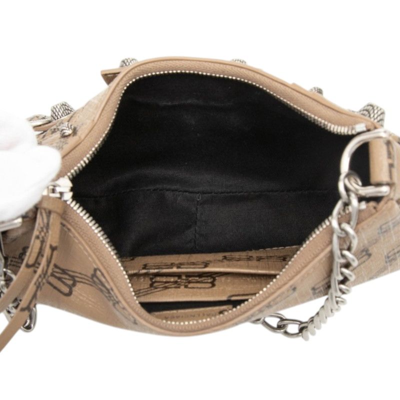 Balenciaga Bbmonogram Luca Gold Mini Crossbody Shoulder Chain 2-Way Bag Brown