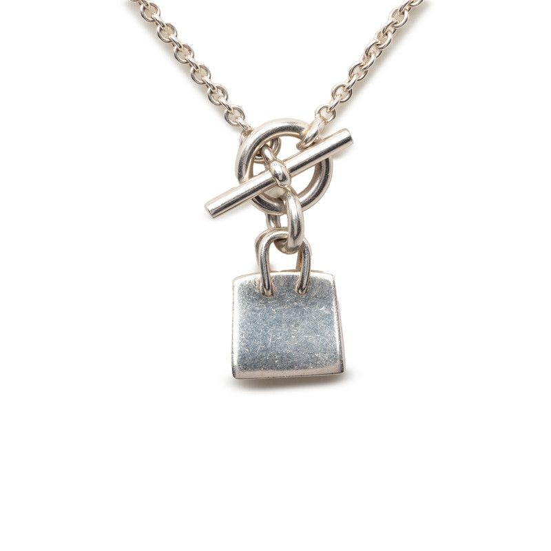 Hermes Amulet Birkin Pendant Necklace Silver