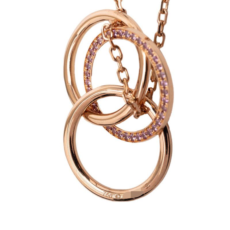 Cartier Trinity Pendant Necklace Pink Sapphire 18k Gold