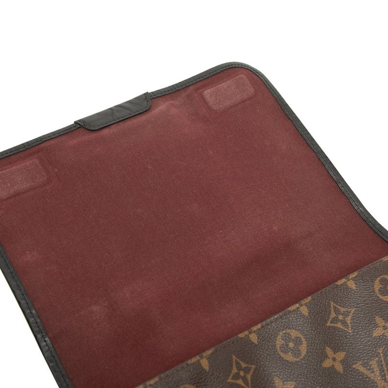 Louis Vuitton Monogram Macassar Bus MM Crossbody Shoulder Bag Brown Leather