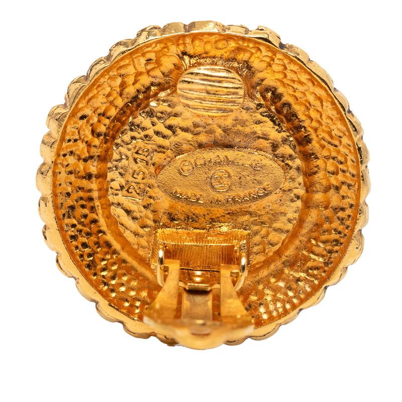 Chanel Round Earrings Gold Plated Faux Pearl