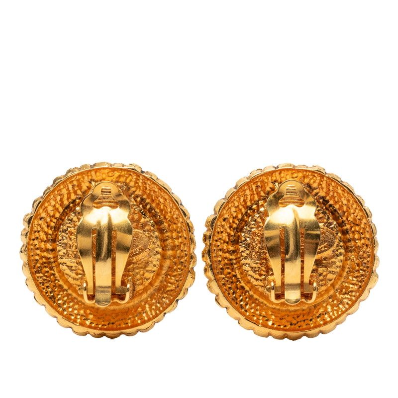 Chanel Round Earrings Gold Plated Faux Pearl