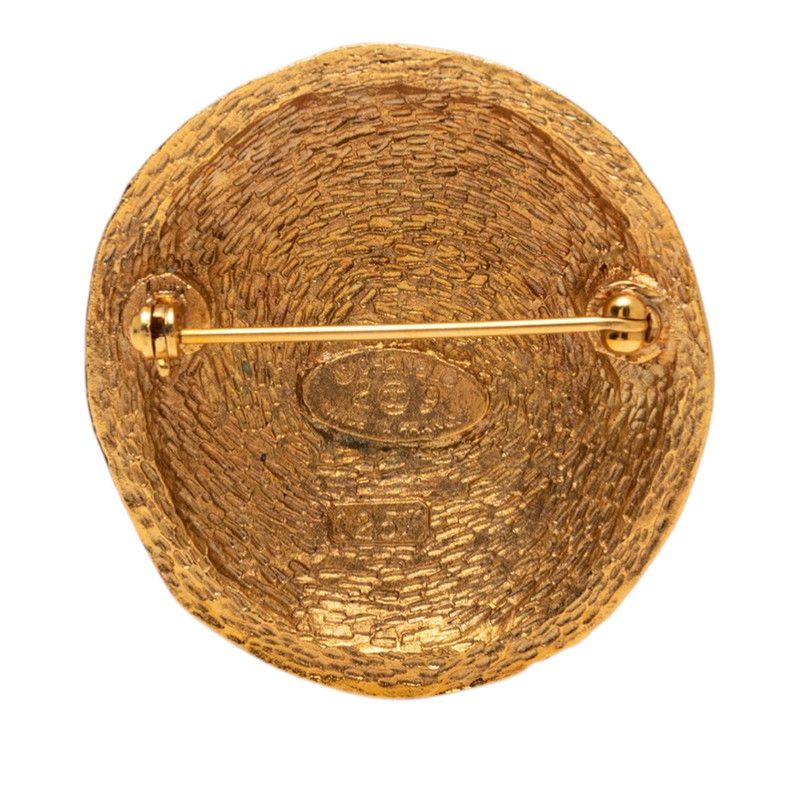 Chanel Vintage CC Logo Round Brooch Gold Plated