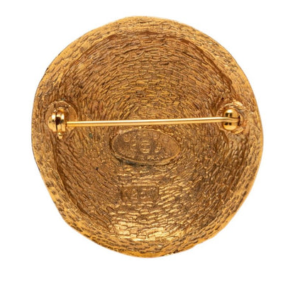 Chanel Vintage CC Logo Round Brooch Gold Plated