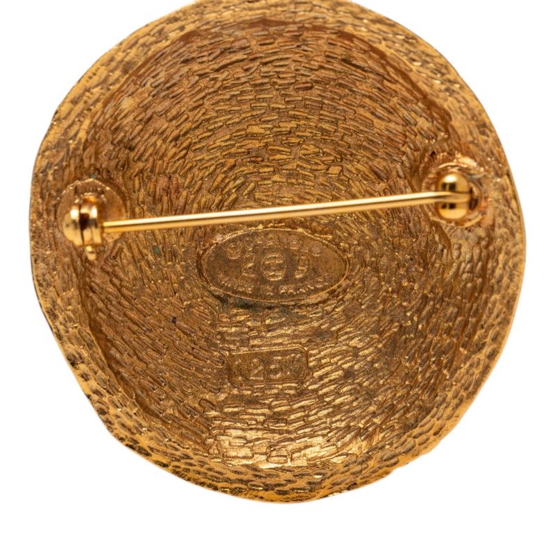 Chanel Vintage CC Logo Round Brooch Gold Plated
