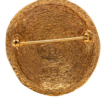 Chanel Vintage CC Logo Round Brooch Gold Plated