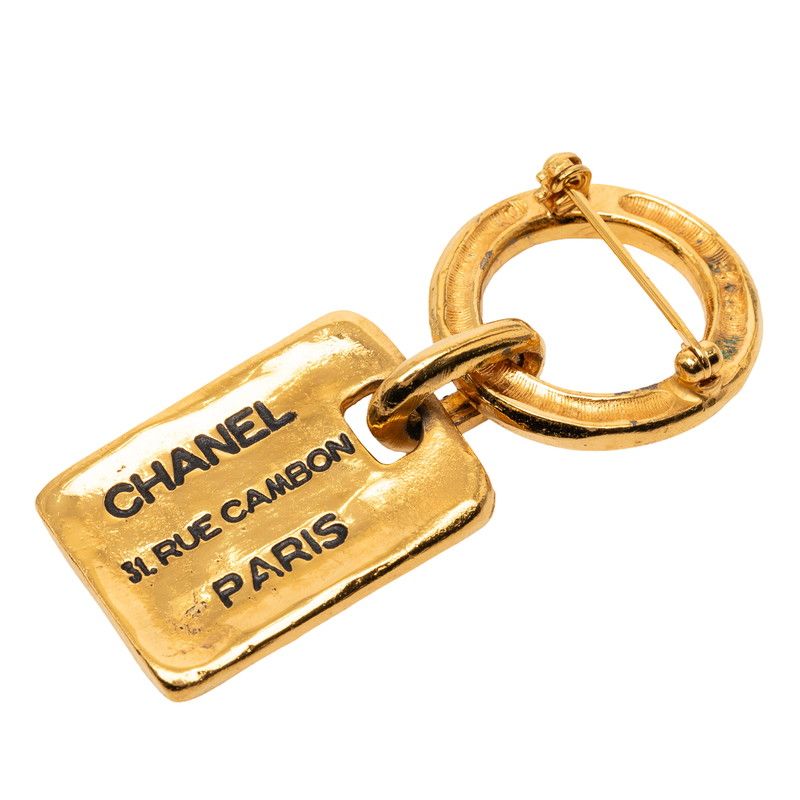Chanel 31 Rue Cambon Plate Brooch Gold Plated