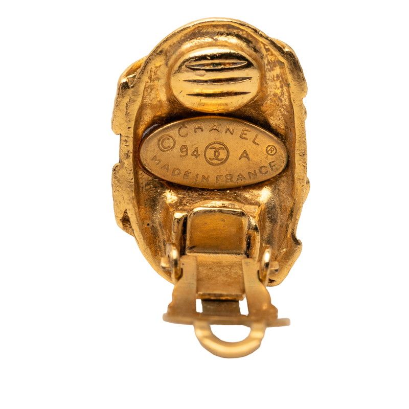 Chanel CC Logo Vintage Earrings Gold Plated