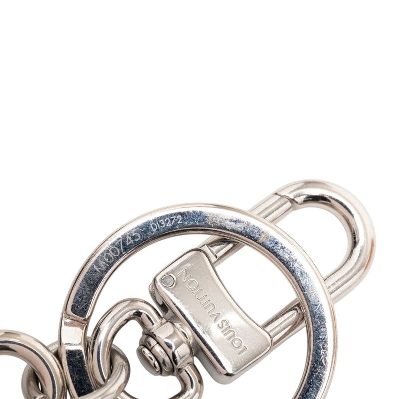 Louis Vuitton Key Holder LV Padlock Key Key Ring Charm Silver Black Metal